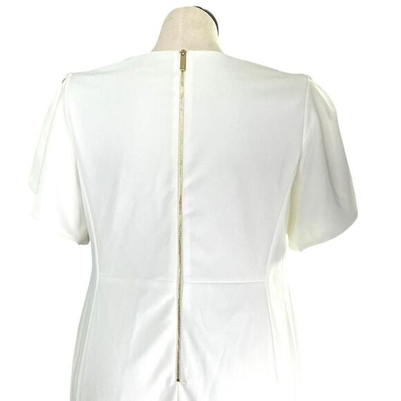 Calvin Klein Sheath Dress Womens 20W White Knit Tulip Sleeve Plus Size NEW - Picture 5 of 9